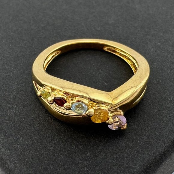 Mother's Multi-Gemstone Bypass Ring - Sterling Silver with 14kt Gold Overlay -7 - Picture 9 of 14